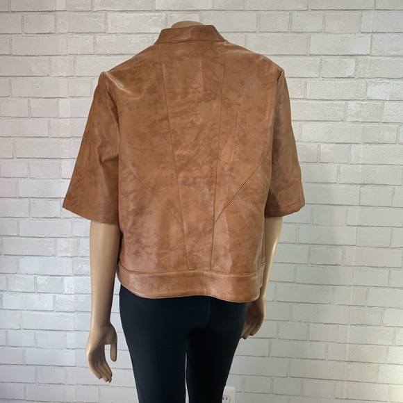 BCBG Tan Vegan Leather Jacket Lg - Picture 6 of 6